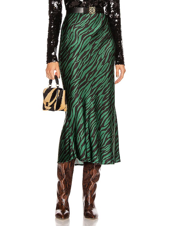 The Andamane Bella Midi Skirt in Green Zebra | FWRD