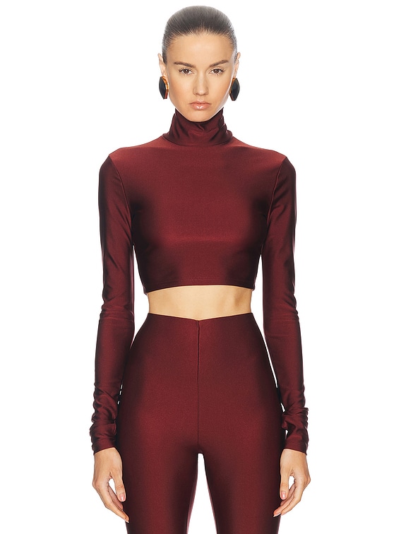 Tシャツ・カットソー THE ANDAMANE SS25 ORCHID CROP TOP (T170731BTJP177 999) The Andamane Orchid Crop Top in Bordeaux | FWRD