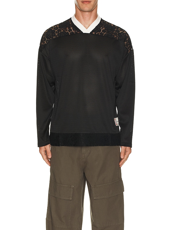 Advisory Board Crystals Juxtaposition Lace Mesh Hockey Shirt in