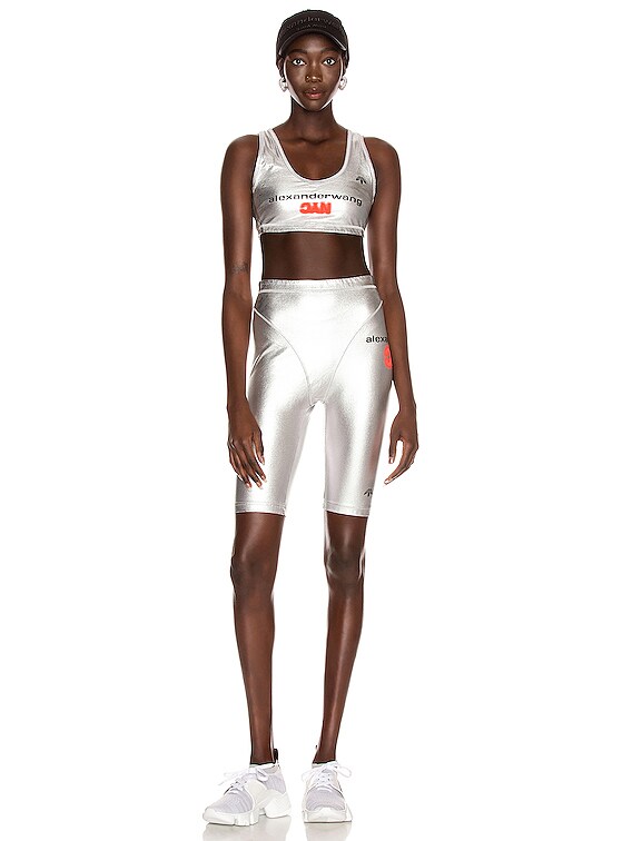 adidas by Alexander Wang Silver Shorts in Silver Metallic | FWRD