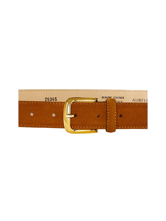AUREUM Camel Suede Belt in Camel | FWRD display picture 3