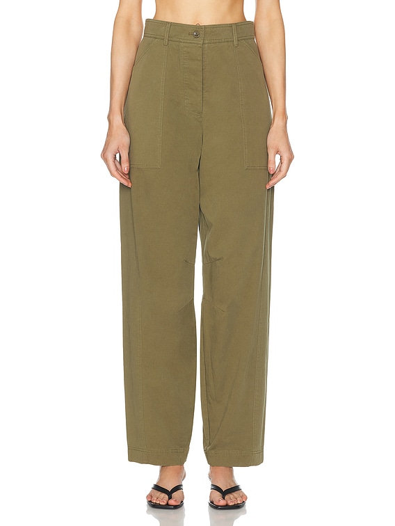 AEXAE Cargo Straight Leg Trouser in Army Green | FWRD