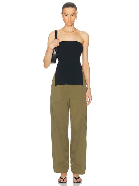 AEXAE Cargo Straight Leg Trouser in Army Green | FWRD