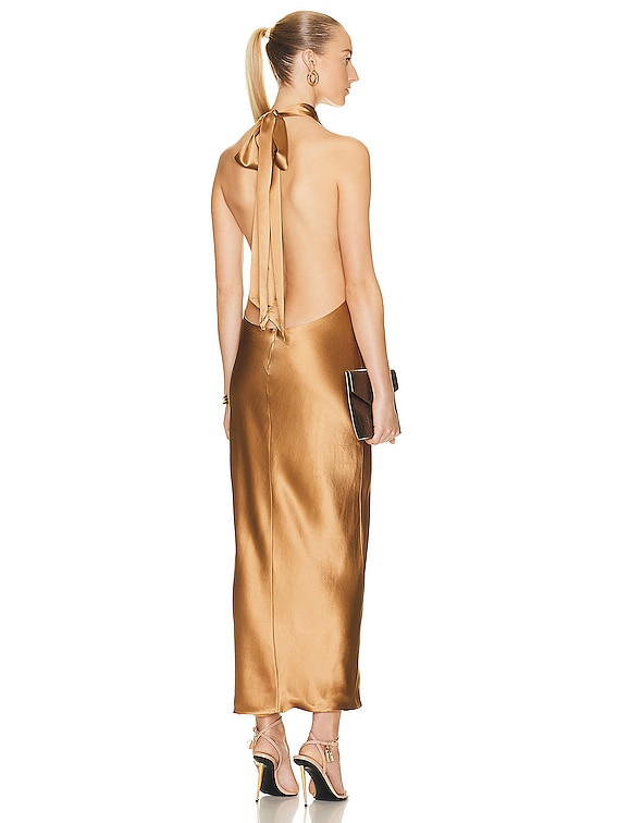 AEXAE Silk Maxi Dress in Light Brown | FWRD AEXAE Silk Maxi Dress in Light Brown | FWRD
