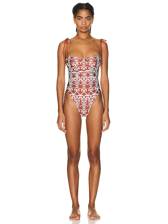 Agua by Agua Bendita R bano One Piece Swimsuit in Terracotta FWRD