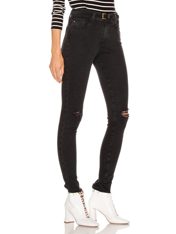 AG Adriano Goldschmied Farrah Skinny in Altered Black Destructed