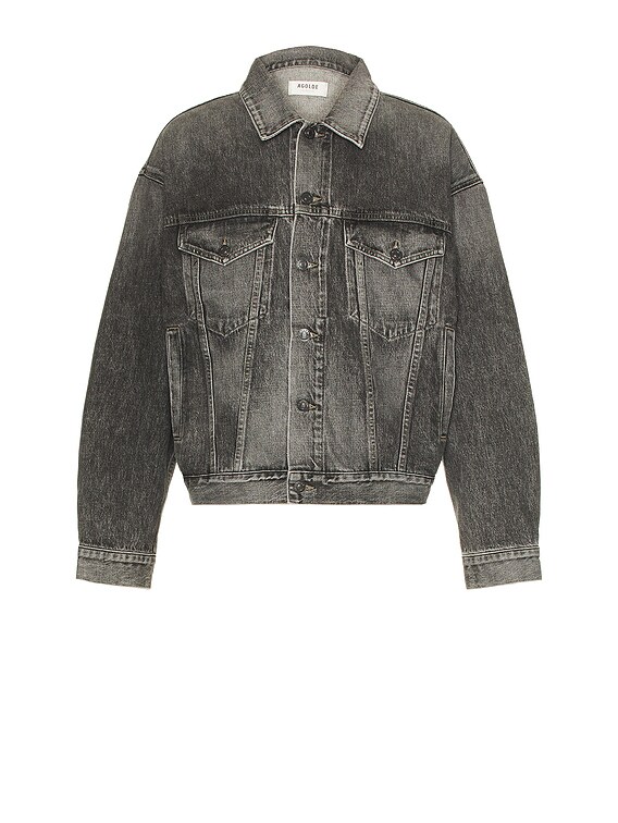 Stefano Acid Wash Cropped Denim Moto good Jacket (42)