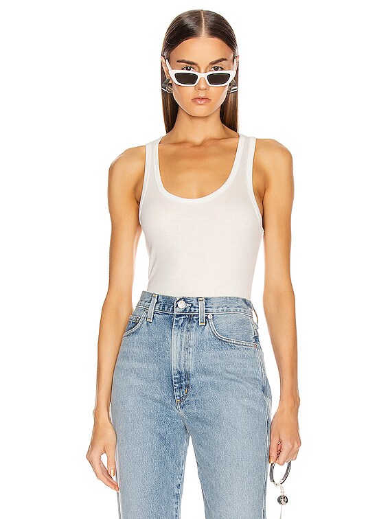 AGOLDE Rib Tank Bodysuit in White FWRD