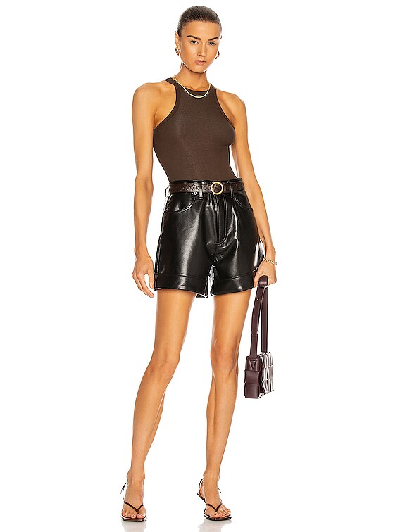 AGOLDE Recycled Leather Angled Hem Short in Detox