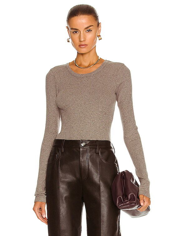 AGOLDE Maya Scoop Neck Rib Top in Granola Heather FWRD