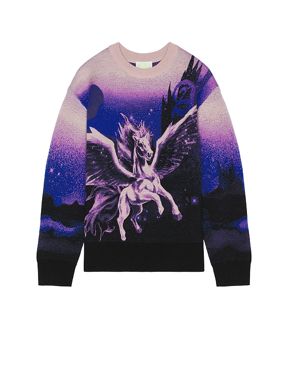 【BEAUTY&YOUTH購入】Aries TIEDYE SWEAT CN Aries Pegasus Knit Sweater in Purple | FWRD