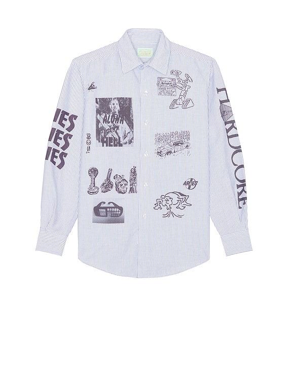 Aries Graphic Overprinted Oxford Shirt in Blue | FWRD