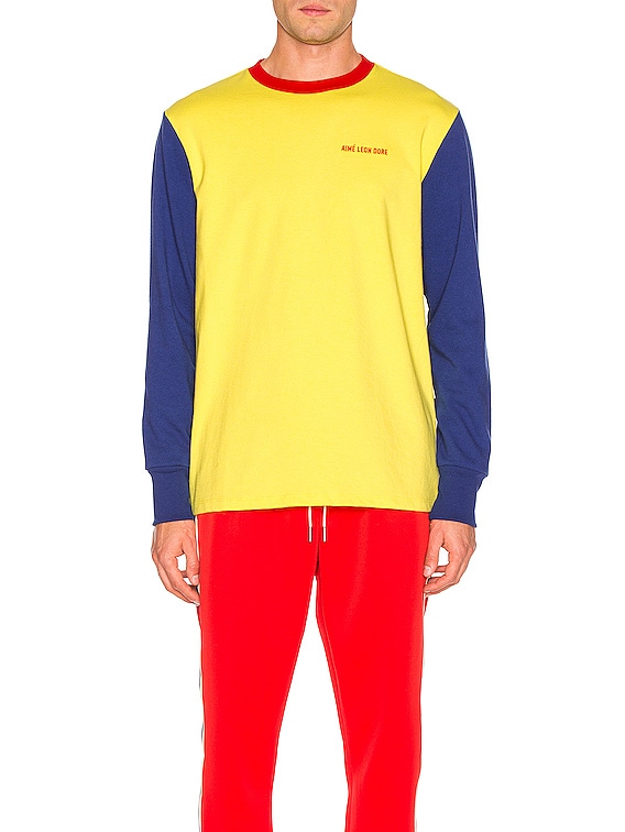 aime leon dore color blocked hoodie