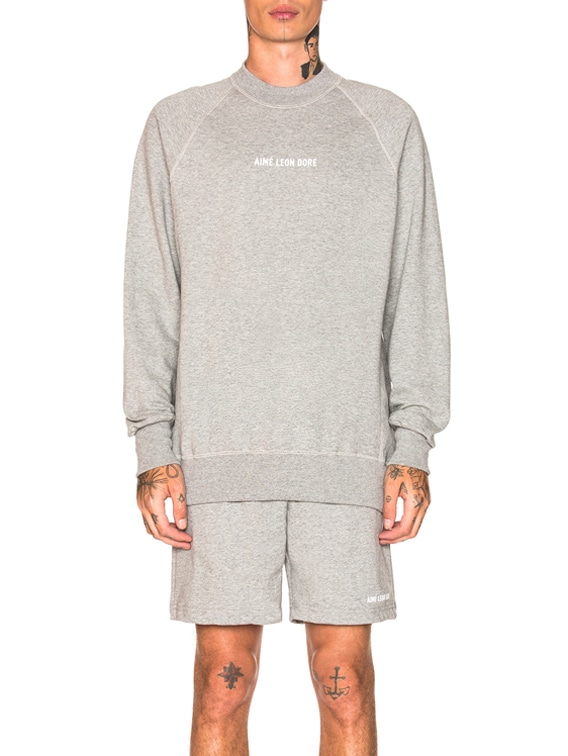 Aime Leon Dore Logo Crewneck Sweatshirt in Grey Mix | FWRD