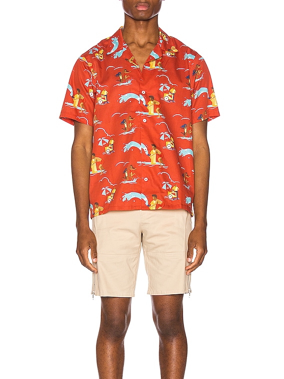 Aime Leon Dore Block Party Leisure Shirt in Mineral Red Combo | FWRD