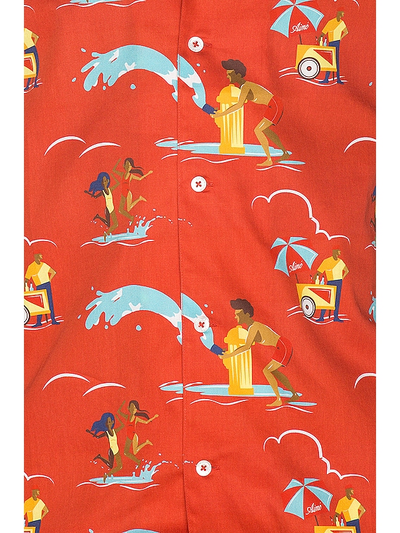 Aime Leon Dore Block Party Leisure Shirt in Mineral Red Combo | FWRD