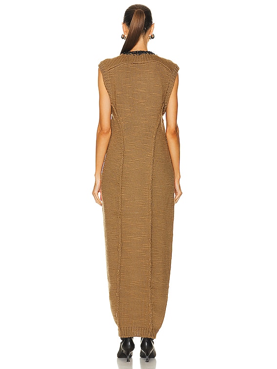 Aisling Camps Leather Crochet Cocoon Dress in Hazelnut/black | FWRD