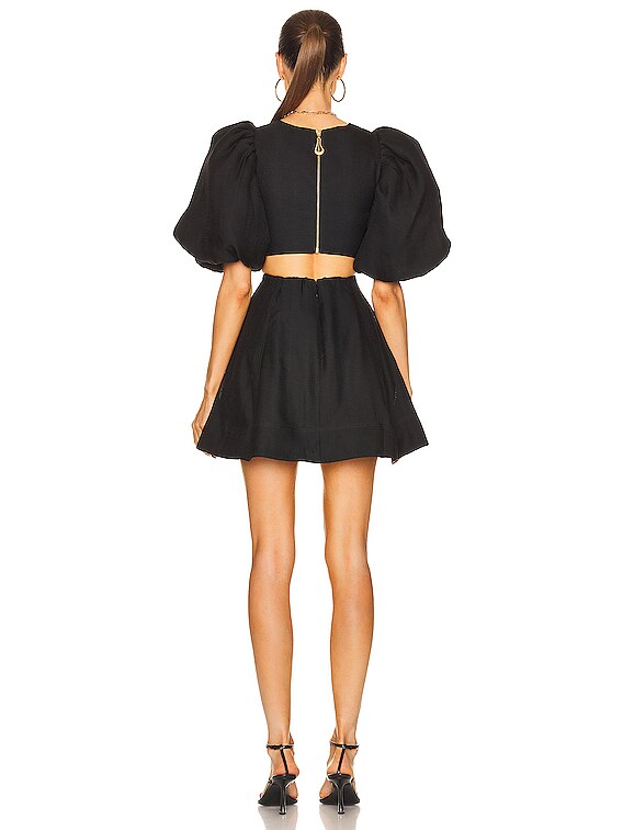 Aje Bouquet Puff Sleeve Mini Dress in Black | FWRD