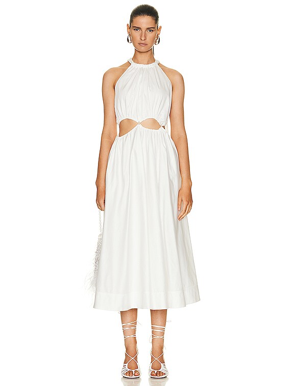 Aje Henriette Tie Strap Midi Dress in Ivory | FWRD