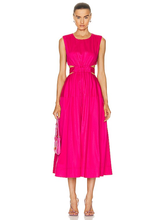 Aje Zorina Tie Midi Dress in Hot Pink | FWRD