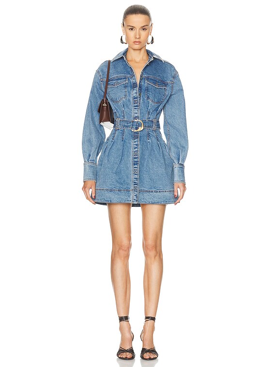 aje aradia denim midi dress Aje. Aradia Denim Midi Shirt Dress AU8/US4