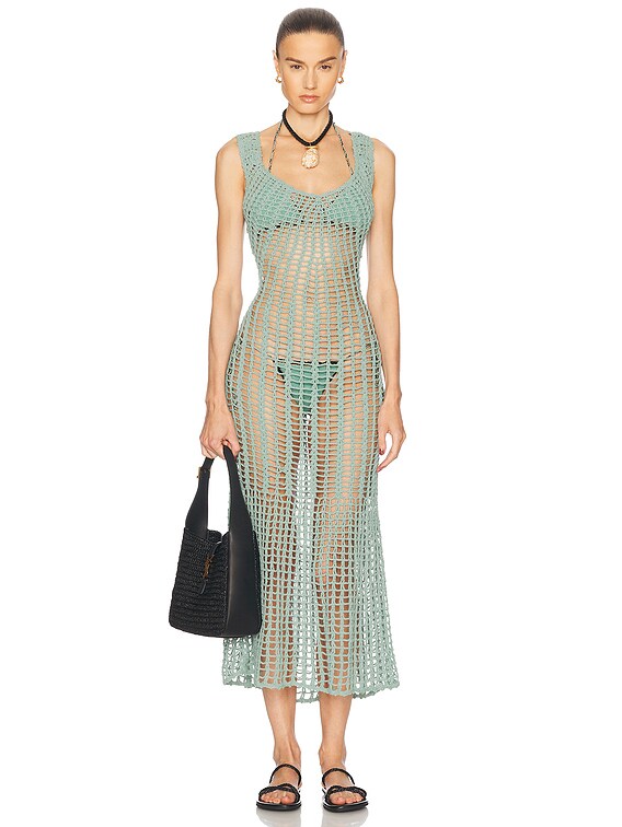 green emerald velvet dress Sumba Dress | Open Back Crochet Dress