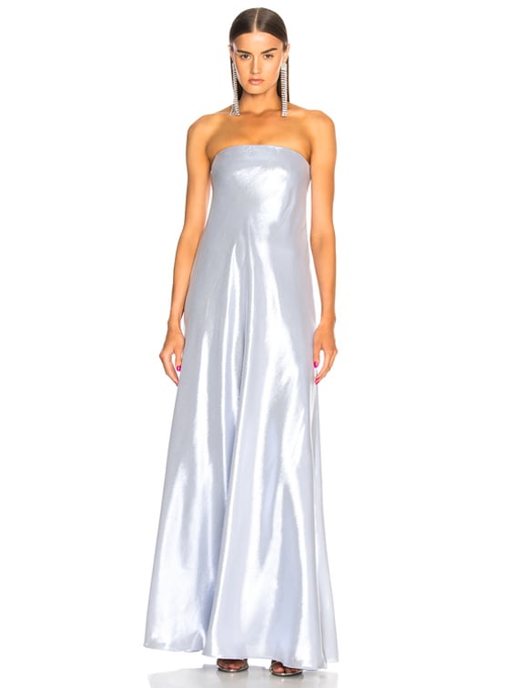 knee length dresses for ladies Leila Dress In Silver Metallic Seersucker main image 1