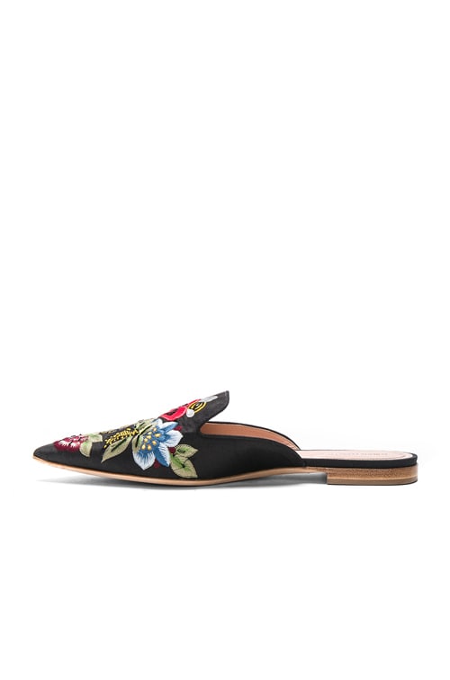 ALBERTA FERRETTI Flower Embroidered Mules in Black FWRD