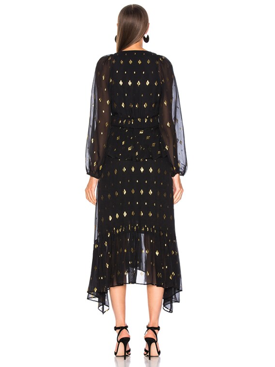 black and gold diamond pattern dress Black and Gold Printed Maxi Dress main image 1