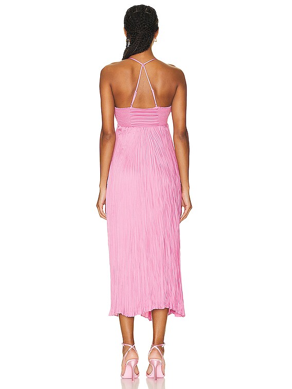alc rose pleated dress ALC Rose Satin Pleated Midi Dress