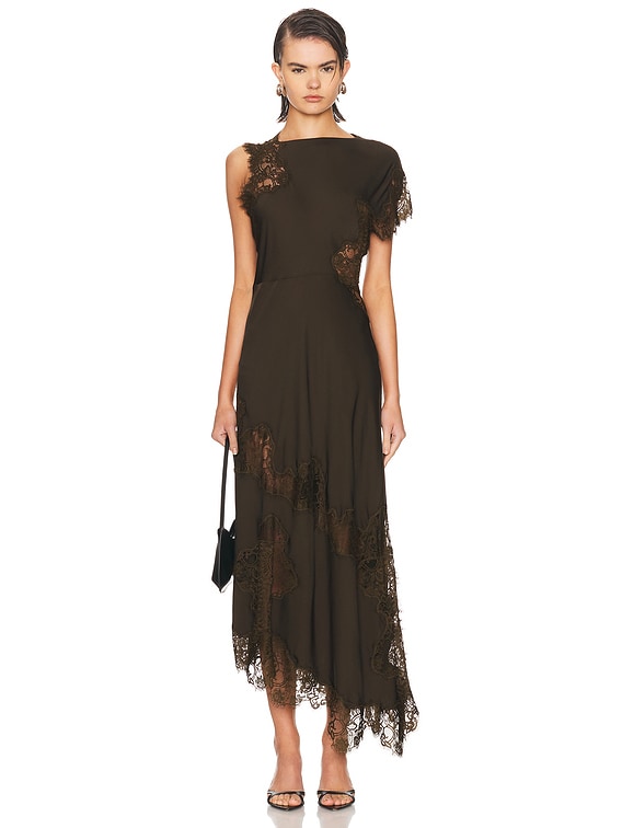 alc dresses A.L.C. Lia Jersey Printed Maxi Dress in Black/Camel, Size XS and launched A A.L.C. Alessia Dress in Military