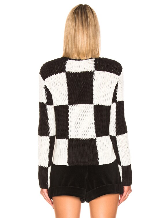 black and white checkered sweater