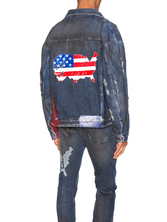 Alchemist Wyatt Dip Dyed Denim Trucker in Indigo & Red | FWRD Alchemist Wyatt Dip Dyed Denim Trucker in Indigo & Red | FWRD