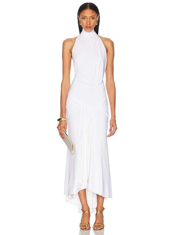 sachin and babi light blue dress White Cotton Broderie Strappy Halter Neck Woven Maxi Dress main image 0