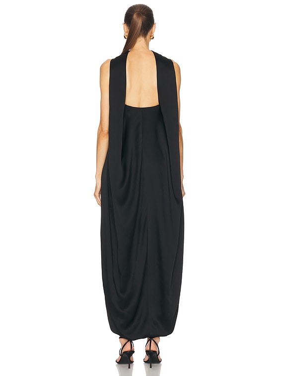 crepe satin maxi dress Pink Crepe Satin Draped Maxi Dress shopaleena