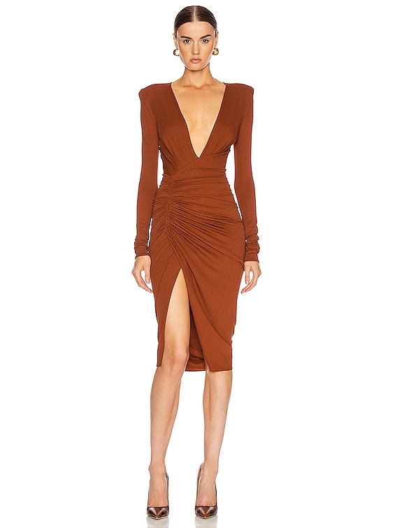 knee length dresses for ladies Sommer Strapless Poplin Midi Dress in Cinnamon by Dissh main image 0