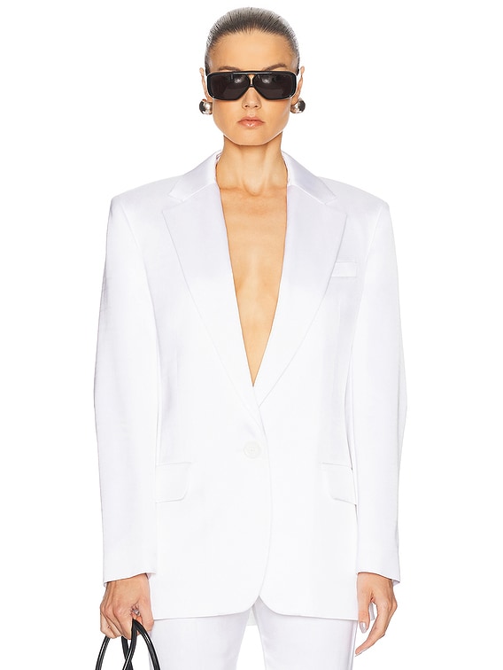 Alexandre Vauthier Satin Taiiloring Blazer in Optical White