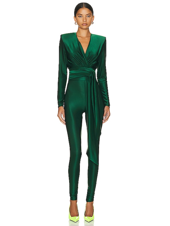 Alexandre Vauthier Plunge Top in Cypress Green