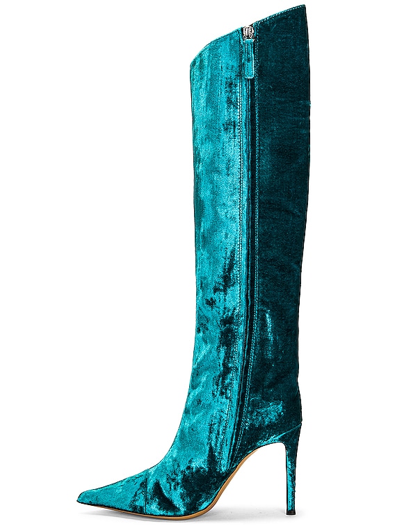 Alexandre Vauthier Velvet 105 Boot in Emerald FWRD