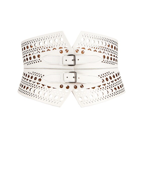 ALAÏA Double Buckle Belt in Blanc Optique | FWRD