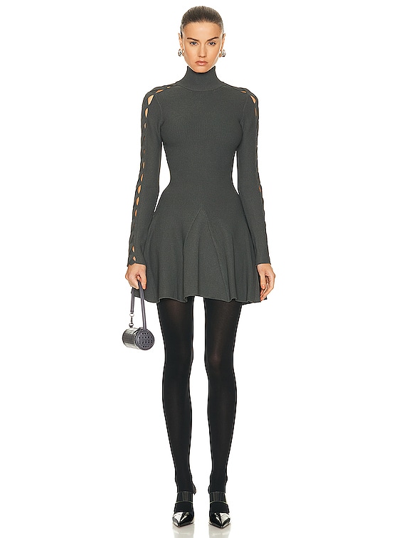 ALAA Long Sleeve Turtlneck Dress in Asphalte | FWRD