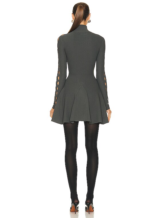 ALAÏA Long Sleeve Turtlneck Dress in Asphalte | FWRD