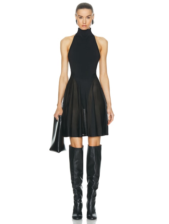 ALAA Flared Dress in Noir Alaia | FWRD