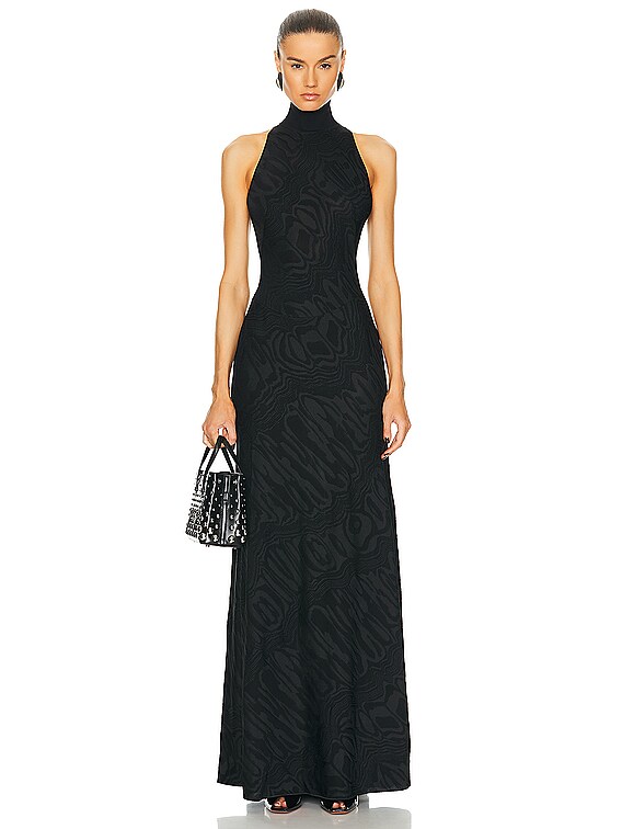 ALAA La Halter Gown in Noir | FWRD