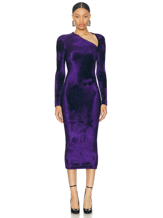 ALAA Velvet Long Gown in Violet Fonce | FWRD