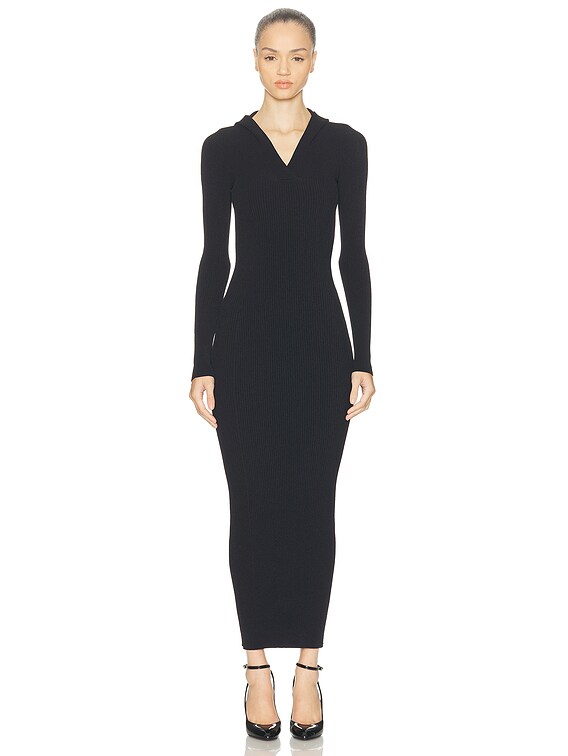 hooded bodycon dress Hooded Bodycon Long Sleeve Dress – YELLOW SUB TRADING main image 1