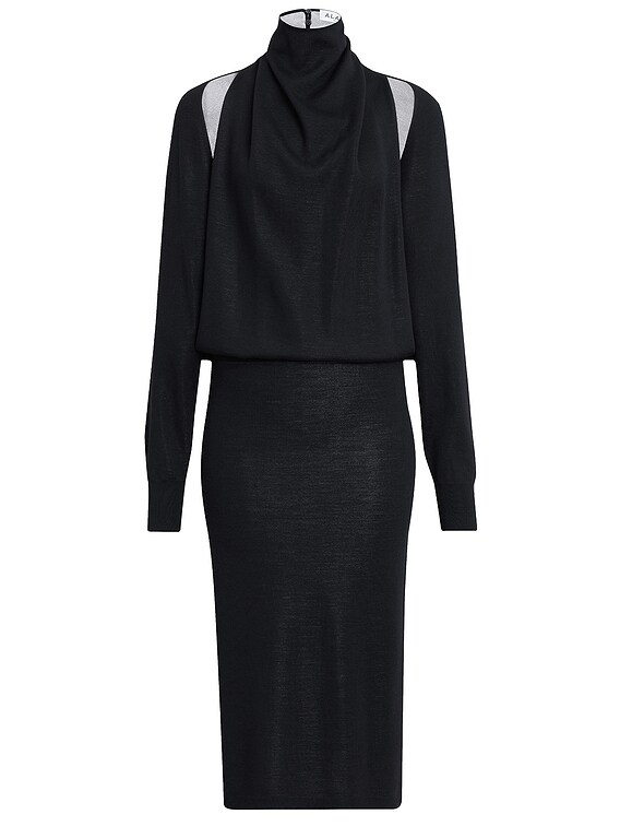 ALAA Cut Out Long Sleeve Dress in Noir & Argent | FWRD ALAA Cut Out Long Sleeve Dress in Noir & Argent | FWRD