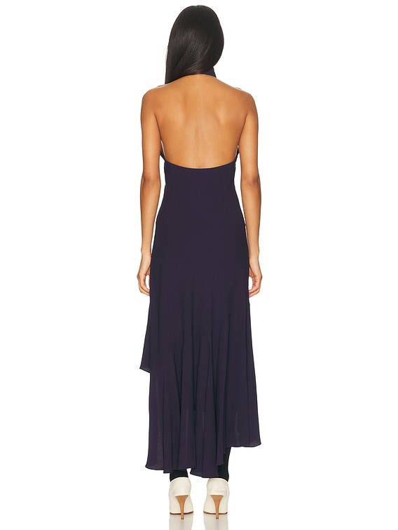 navy blue dress for baby girl ALAIA Asymmetric Ray Ribbed One-Shoulder Midi Dress main image 0