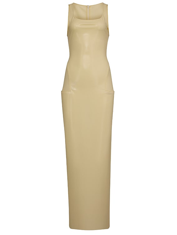 yellow latex dress bodycon ALAÏA Shiny Jersey Fitted in Coquille contouring mini dress crafted