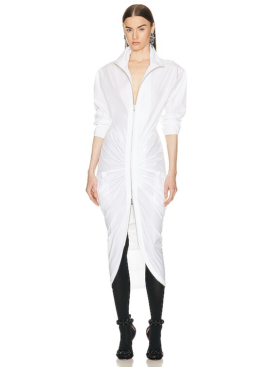 ALAÏA Zip Dress in Blanc | FWRD